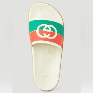 Gucci Women GG Interlock White, Green, Red Slide Sandals